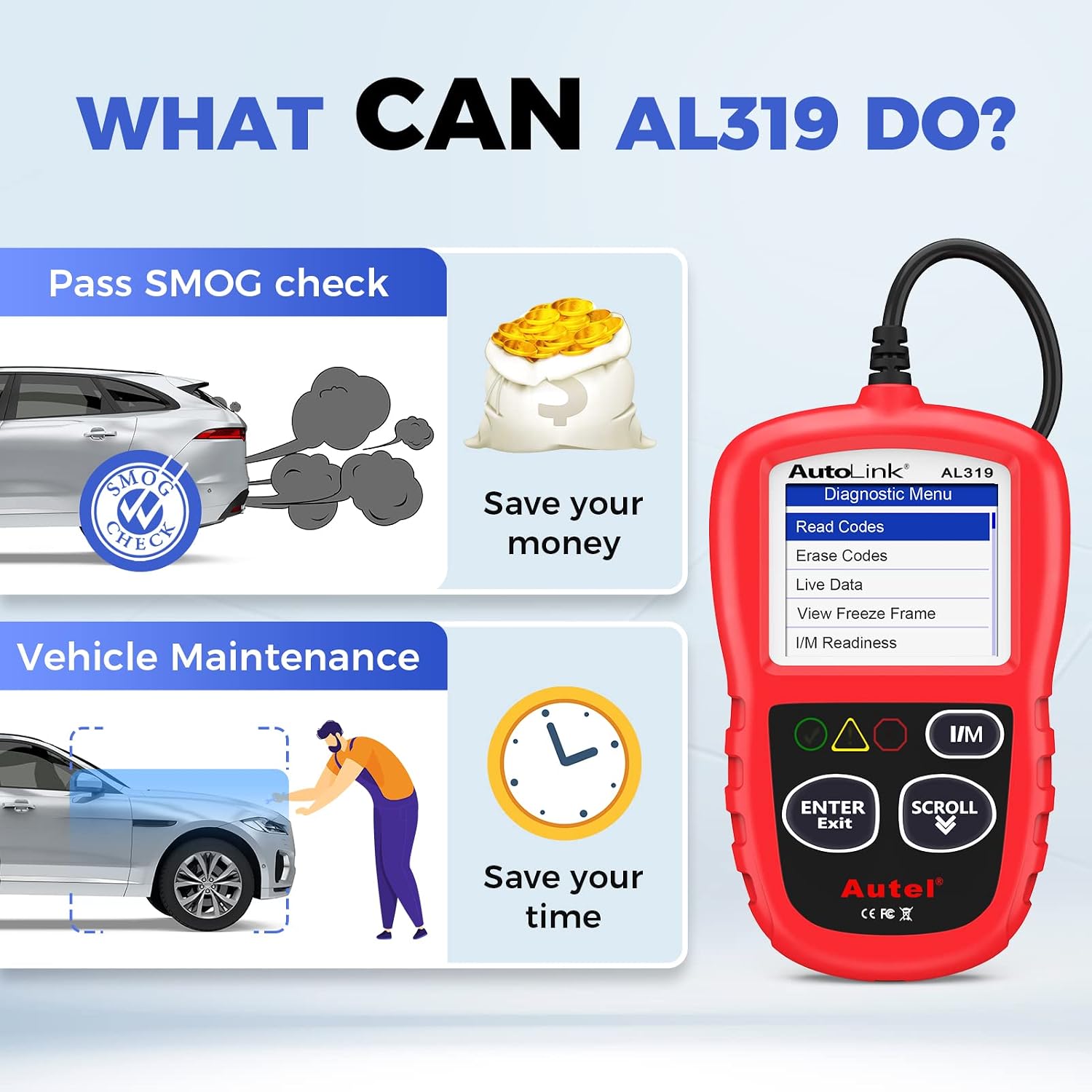 Autel AL319 Professional OBD2 Scanner, Enhanced Check Engine Code Reader - Image 5